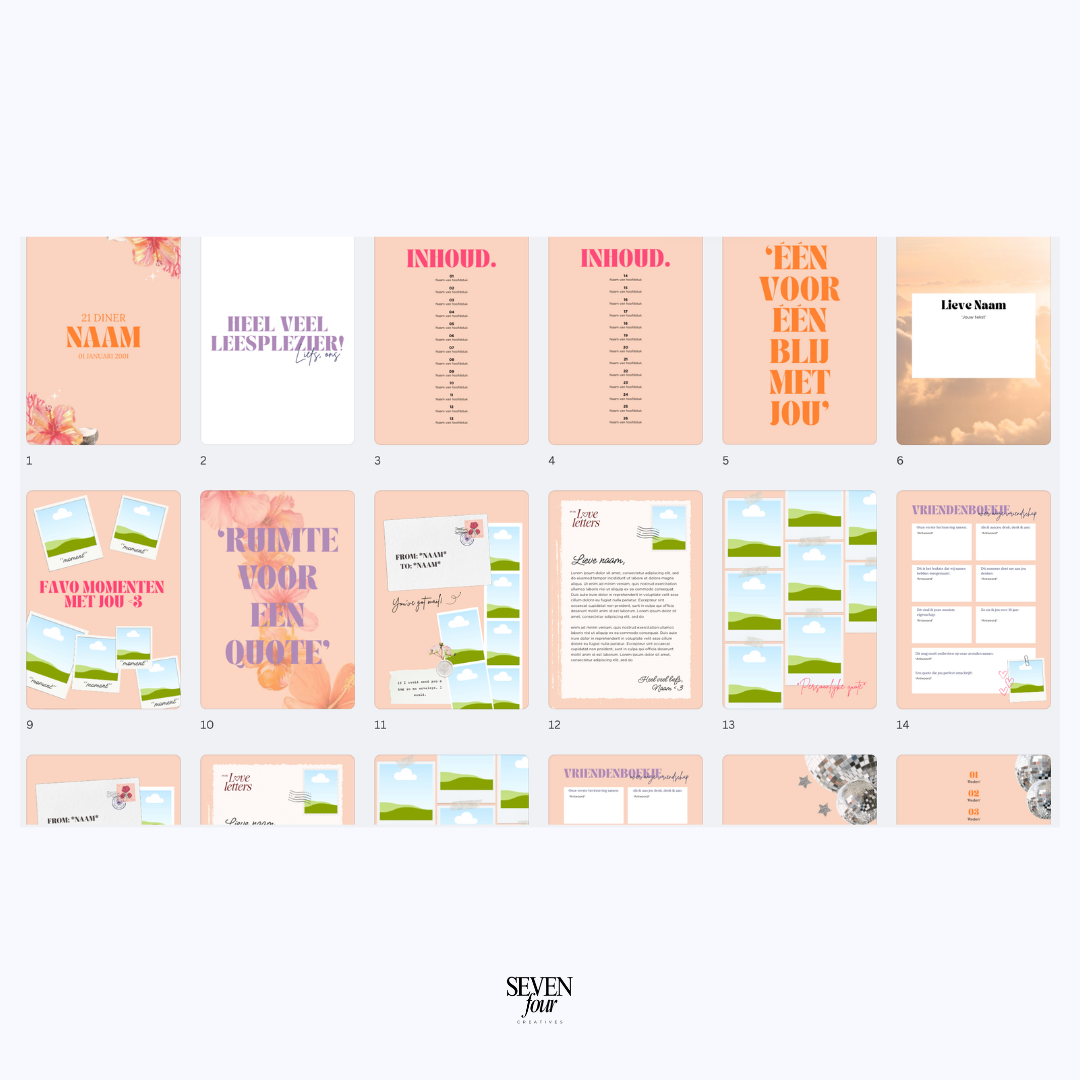 SUNSET SOIRÉE -  21 diner boek - Seven Four Templates